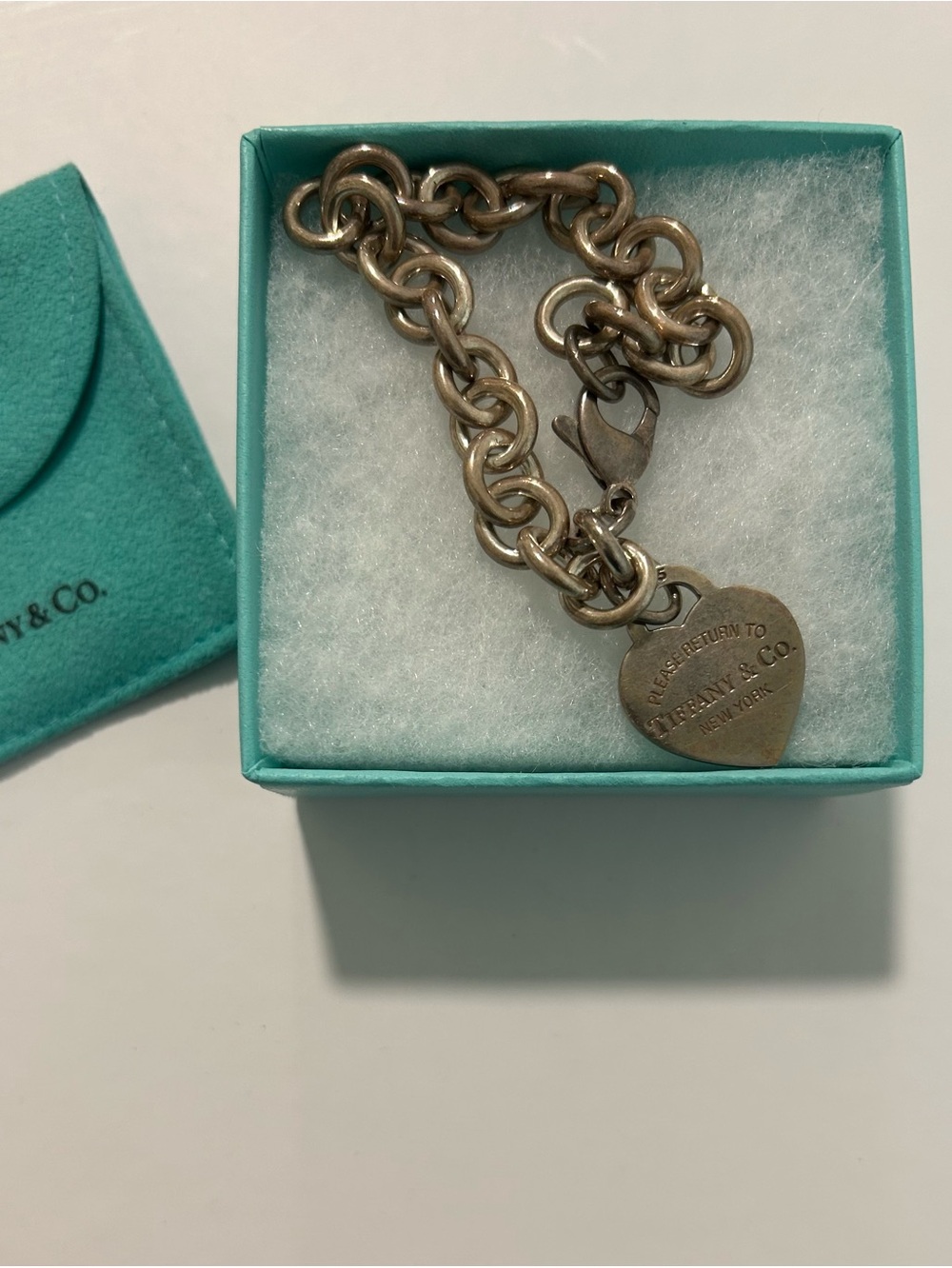 Tiffany & Co. Return to Tiffany Heart Tag Charm Bracelet - Silver and Box + Bag